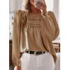 imageFalechay Boho Tops for Women Long Sleeve Shirts Crewneck Flowy Womens Blouses Dressy Casual Lace Hem Clothing Trendy 2026Mocha
