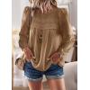 imageFalechay Boho Tops for Women Long Sleeve Shirts Crewneck Flowy Womens Blouses Dressy Casual Lace Hem Clothing Trendy 2026Mocha