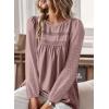 imageFalechay Boho Tops for Women Long Sleeve Shirts Crewneck Flowy Womens Blouses Dressy Casual Lace Hem Clothing Trendy 2026Pink