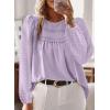 imageFalechay Boho Tops for Women Long Sleeve Shirts Crewneck Flowy Womens Blouses Dressy Casual Lace Hem Clothing Trendy 2026Purple