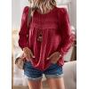 imageFalechay Boho Tops for Women Long Sleeve Shirts Crewneck Flowy Womens Blouses Dressy Casual Lace Hem Clothing Trendy 2026Redblack Dots