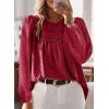 imageFalechay Boho Tops for Women Long Sleeve Shirts Crewneck Flowy Womens Blouses Dressy Casual Lace Hem Clothing Trendy 2026Redblack Dots