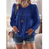 imageFalechay Boho Tops for Women Long Sleeve Shirts Crewneck Flowy Womens Blouses Dressy Casual Lace Hem Clothing Trendy 2026Royal Blue