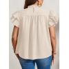 imageFalechay Womens Summer Tops Plus Size Ruffle Sleeve Blouses Dressy Casual Mock Neck Pleated Tunic Loose Fit ShirtsApricot