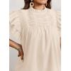 imageFalechay Womens Summer Tops Plus Size Ruffle Sleeve Blouses Dressy Casual Mock Neck Pleated Tunic Loose Fit ShirtsApricot