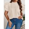 imageFalechay Womens Summer Tops Plus Size Ruffle Sleeve Blouses Dressy Casual Mock Neck Pleated Tunic Loose Fit ShirtsApricot