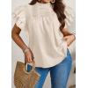 imageFalechay Womens Summer Tops Plus Size Ruffle Sleeve Blouses Dressy Casual Mock Neck Pleated Tunic Loose Fit ShirtsApricot