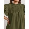 imageFalechay Womens Summer Tops Plus Size Ruffle Sleeve Blouses Dressy Casual Mock Neck Pleated Tunic Loose Fit ShirtsArmy Green