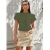 imageFalechay Womens Summer Tops Plus Size Ruffle Sleeve Blouses Dressy Casual Mock Neck Pleated Tunic Loose Fit ShirtsArmy Green
