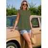 imageFalechay Womens Summer Tops Plus Size Ruffle Sleeve Blouses Dressy Casual Mock Neck Pleated Tunic Loose Fit ShirtsArmy Green