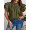imageFalechay Womens Summer Tops Plus Size Ruffle Sleeve Blouses Dressy Casual Mock Neck Pleated Tunic Loose Fit ShirtsArmy Green