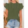 imageFalechay Womens Summer Tops Plus Size Ruffle Sleeve Blouses Dressy Casual Mock Neck Pleated Tunic Loose Fit ShirtsArmy Green1