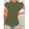 imageFalechay Womens Summer Tops Plus Size Ruffle Sleeve Blouses Dressy Casual Mock Neck Pleated Tunic Loose Fit ShirtsArmy Green1