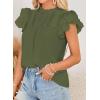 imageFalechay Womens Summer Tops Plus Size Ruffle Sleeve Blouses Dressy Casual Mock Neck Pleated Tunic Loose Fit ShirtsArmy Green1