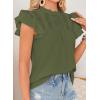 imageFalechay Womens Summer Tops Plus Size Ruffle Sleeve Blouses Dressy Casual Mock Neck Pleated Tunic Loose Fit ShirtsArmy Green1