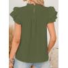 imageFalechay Womens Summer Tops Plus Size Ruffle Sleeve Blouses Dressy Casual Mock Neck Pleated Tunic Loose Fit ShirtsArmy Green1