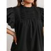 imageFalechay Womens Summer Tops Plus Size Ruffle Sleeve Blouses Dressy Casual Mock Neck Pleated Tunic Loose Fit ShirtsBlack
