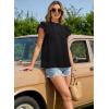 imageFalechay Womens Summer Tops Plus Size Ruffle Sleeve Blouses Dressy Casual Mock Neck Pleated Tunic Loose Fit ShirtsBlack