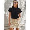 imageFalechay Womens Summer Tops Plus Size Ruffle Sleeve Blouses Dressy Casual Mock Neck Pleated Tunic Loose Fit ShirtsBlack