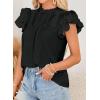 imageFalechay Womens Summer Tops Plus Size Ruffle Sleeve Blouses Dressy Casual Mock Neck Pleated Tunic Loose Fit ShirtsBlack1