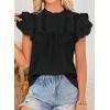 imageFalechay Womens Summer Tops Plus Size Ruffle Sleeve Blouses Dressy Casual Mock Neck Pleated Tunic Loose Fit ShirtsBlack1