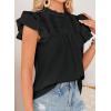 imageFalechay Womens Summer Tops Plus Size Ruffle Sleeve Blouses Dressy Casual Mock Neck Pleated Tunic Loose Fit ShirtsBlack1