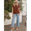 imageFalechay Womens Summer Tops Plus Size Ruffle Sleeve Blouses Dressy Casual Mock Neck Pleated Tunic Loose Fit ShirtsBrown