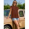 imageFalechay Womens Summer Tops Plus Size Ruffle Sleeve Blouses Dressy Casual Mock Neck Pleated Tunic Loose Fit ShirtsBrown