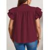 imageFalechay Womens Summer Tops Plus Size Ruffle Sleeve Blouses Dressy Casual Mock Neck Pleated Tunic Loose Fit ShirtsBurgundy