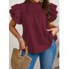 imageFalechay Womens Summer Tops Plus Size Ruffle Sleeve Blouses Dressy Casual Mock Neck Pleated Tunic Loose Fit ShirtsBurgundy