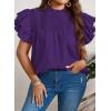 imageFalechay Womens Summer Tops Plus Size Ruffle Sleeve Blouses Dressy Casual Mock Neck Pleated Tunic Loose Fit ShirtsDark Purple