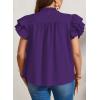 imageFalechay Womens Summer Tops Plus Size Ruffle Sleeve Blouses Dressy Casual Mock Neck Pleated Tunic Loose Fit ShirtsDark Purple