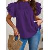imageFalechay Womens Summer Tops Plus Size Ruffle Sleeve Blouses Dressy Casual Mock Neck Pleated Tunic Loose Fit ShirtsDark Purple
