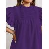imageFalechay Womens Summer Tops Plus Size Ruffle Sleeve Blouses Dressy Casual Mock Neck Pleated Tunic Loose Fit ShirtsDark Purple