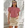 imageFalechay Womens Summer Tops Plus Size Ruffle Sleeve Blouses Dressy Casual Mock Neck Pleated Tunic Loose Fit ShirtsDusty Pink