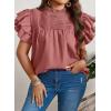 imageFalechay Womens Summer Tops Plus Size Ruffle Sleeve Blouses Dressy Casual Mock Neck Pleated Tunic Loose Fit ShirtsDusty Pink