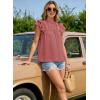 imageFalechay Womens Summer Tops Plus Size Ruffle Sleeve Blouses Dressy Casual Mock Neck Pleated Tunic Loose Fit ShirtsDusty Pink