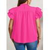 imageFalechay Womens Summer Tops Plus Size Ruffle Sleeve Blouses Dressy Casual Mock Neck Pleated Tunic Loose Fit ShirtsHot Pink