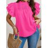 imageFalechay Womens Summer Tops Plus Size Ruffle Sleeve Blouses Dressy Casual Mock Neck Pleated Tunic Loose Fit ShirtsHot Pink