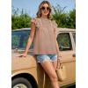imageFalechay Womens Summer Tops Plus Size Ruffle Sleeve Blouses Dressy Casual Mock Neck Pleated Tunic Loose Fit ShirtsKhaki
