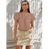 imageFalechay Womens Summer Tops Plus Size Ruffle Sleeve Blouses Dressy Casual Mock Neck Pleated Tunic Loose Fit ShirtsKhaki
