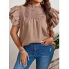imageFalechay Womens Summer Tops Plus Size Ruffle Sleeve Blouses Dressy Casual Mock Neck Pleated Tunic Loose Fit ShirtsKhaki