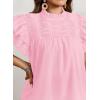 imageFalechay Womens Summer Tops Plus Size Ruffle Sleeve Blouses Dressy Casual Mock Neck Pleated Tunic Loose Fit ShirtsLight Pink