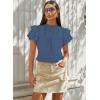 imageFalechay Womens Summer Tops Plus Size Ruffle Sleeve Blouses Dressy Casual Mock Neck Pleated Tunic Loose Fit ShirtsNavy Blue