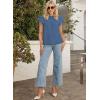 imageFalechay Womens Summer Tops Plus Size Ruffle Sleeve Blouses Dressy Casual Mock Neck Pleated Tunic Loose Fit ShirtsNavy Blue