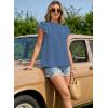 imageFalechay Womens Summer Tops Plus Size Ruffle Sleeve Blouses Dressy Casual Mock Neck Pleated Tunic Loose Fit ShirtsNavy Blue