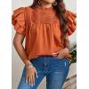 imageFalechay Womens Summer Tops Plus Size Ruffle Sleeve Blouses Dressy Casual Mock Neck Pleated Tunic Loose Fit ShirtsOrange