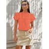 imageFalechay Womens Summer Tops Plus Size Ruffle Sleeve Blouses Dressy Casual Mock Neck Pleated Tunic Loose Fit ShirtsOrange
