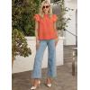 imageFalechay Womens Summer Tops Plus Size Ruffle Sleeve Blouses Dressy Casual Mock Neck Pleated Tunic Loose Fit ShirtsOrange
