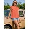imageFalechay Womens Summer Tops Plus Size Ruffle Sleeve Blouses Dressy Casual Mock Neck Pleated Tunic Loose Fit ShirtsOrange